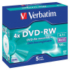 DVD-RW Verbatim 4,7 GB, 4x, jewel box, balen 5 ks