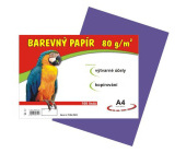 Barevn papr A4, 80 g, fialov, 100 list